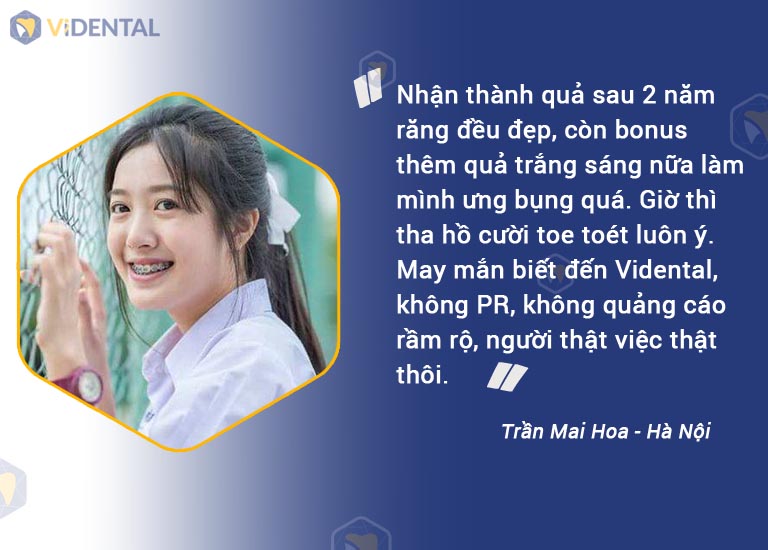 Bạn Trần Mỹ Linh (Học sinh) cảm ơn Vidental vì đã giúp cô nàng sở hữu nụ cười tự tin